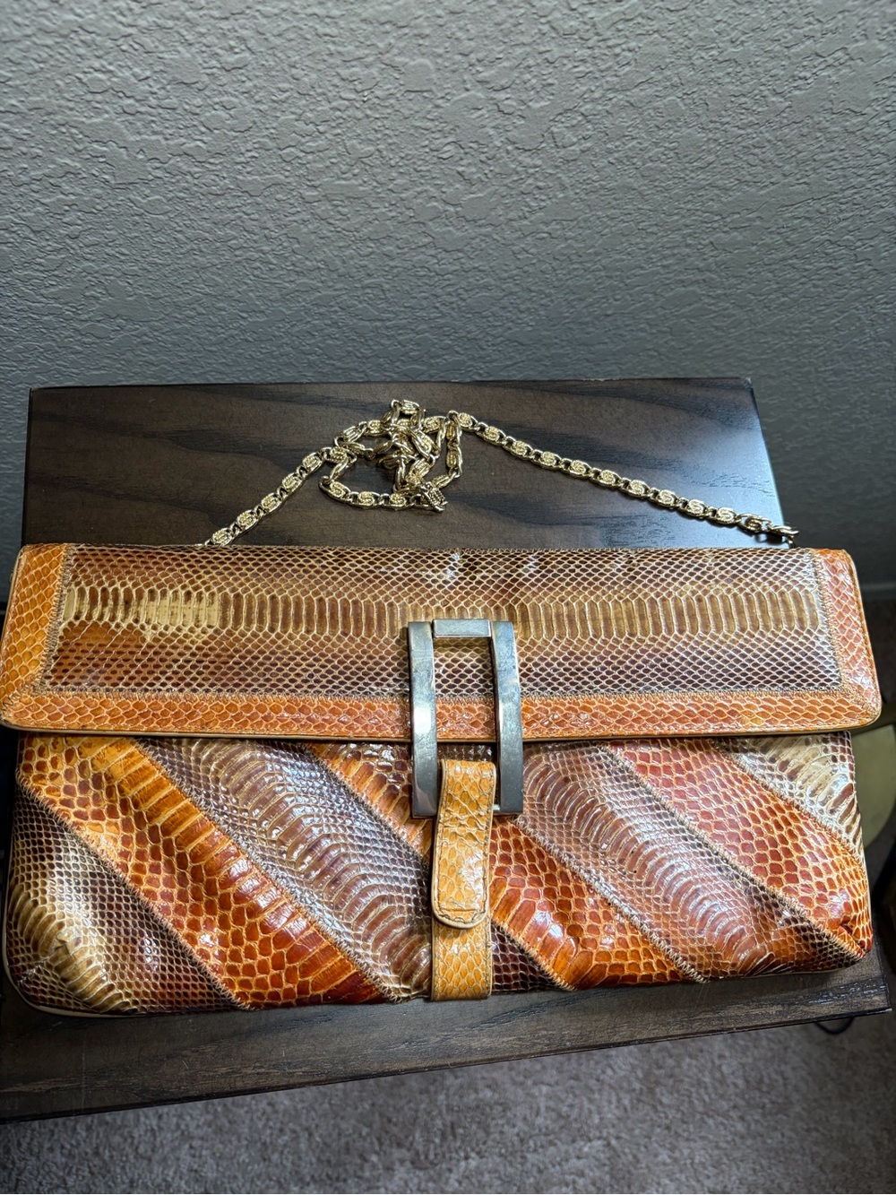 Bags By Varon Vintage 1970’s SnakeSkin Embossed Shoulder Bag